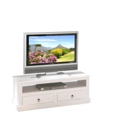 Best Porta tv bianco in pino massello, 118x45x39 cm Pareti Soggiorno E Porta Tv