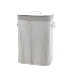 Discount Portabiancheria in bambù bianco 40x30x60 cm Accessori Bagno