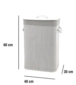 Discount Portabiancheria in bambù bianco 40x30x60 cm Accessori Bagno