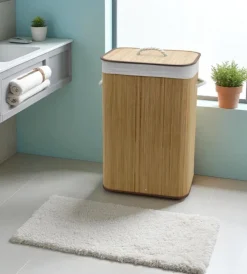 Decor Bagno Accessori Bagno|Portabiancheria in bambù naturale 40x30x60 cm