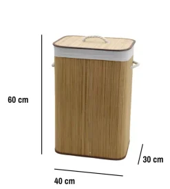 Decor Bagno Accessori Bagno|Portabiancheria in bambù naturale 40x30x60 cm