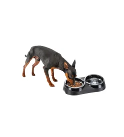 Portaciotole e ciotole per cani e gatti "duo feed 01", 38,5x20x9 cm - Ciotole