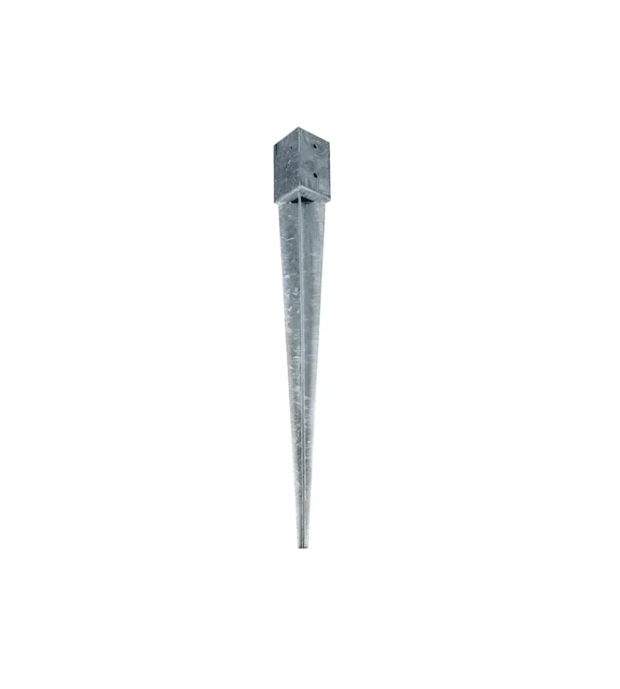 Ferramenta Per Esterno- Portapali ancoraggio a punta per pali a sezione quadrata 71 x 71 x 150 x 750 mm.