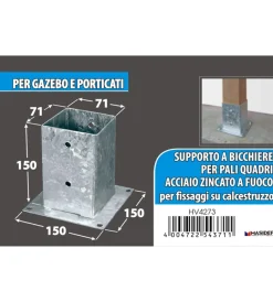 Portapali ancoraggio d'appoggio per travi 71 x 71 x 150 x 150 mm. Ferramenta Per Esterno