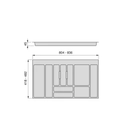 Emuca Accessori Cucina|Portaposate per cassetti da cucina, modulo 90 cm