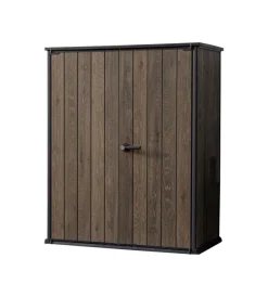 Online Portattrezzi multiuso "vertical shed" in resina effetto legno 140x73,6x170 cm Contenitori Da Esterno