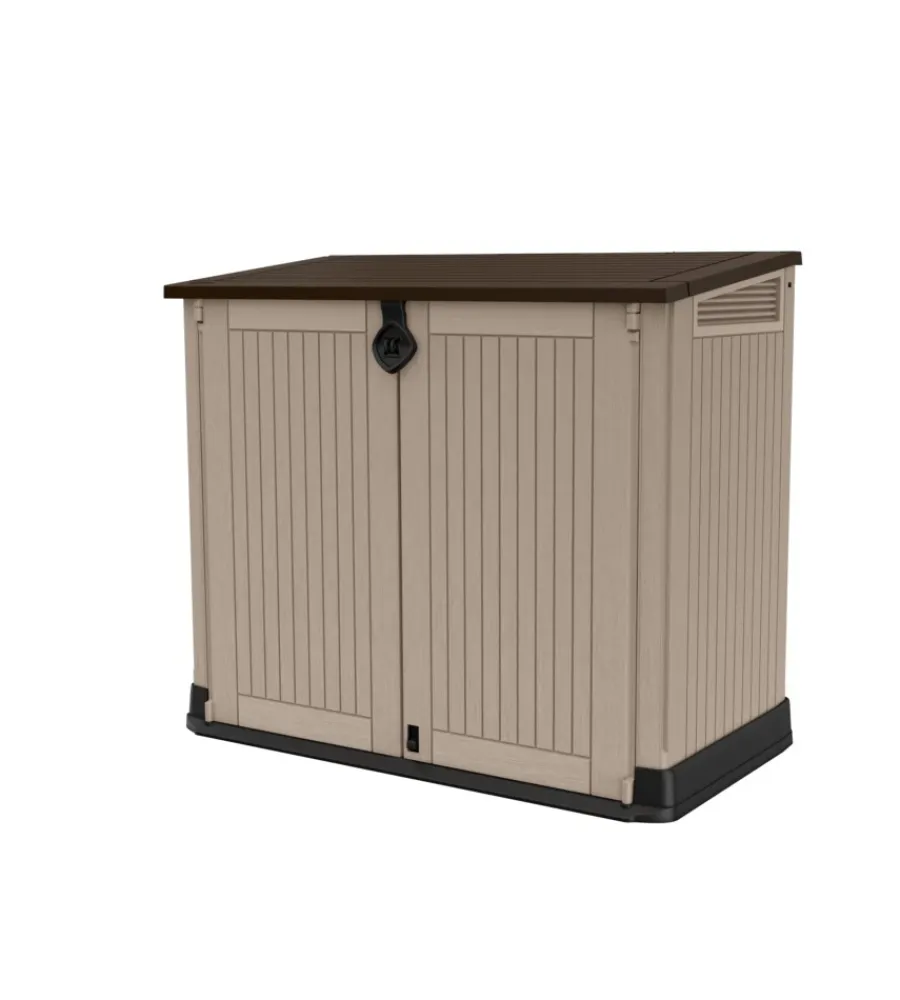 Contenitori Da Esterno- Portattrezzi multiuso keter "store it out midi" in resina beige 132x71,5x113,5 cm