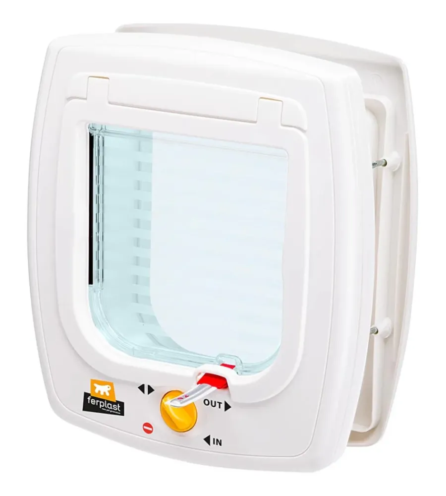 Ferplast Cucce E Accessori Relativi|Portina per gatti e piccoli cani "swing 5" con chiusura 4 vie e protezione aria in plastica bianco 22,5x9,6x25,2 cm
