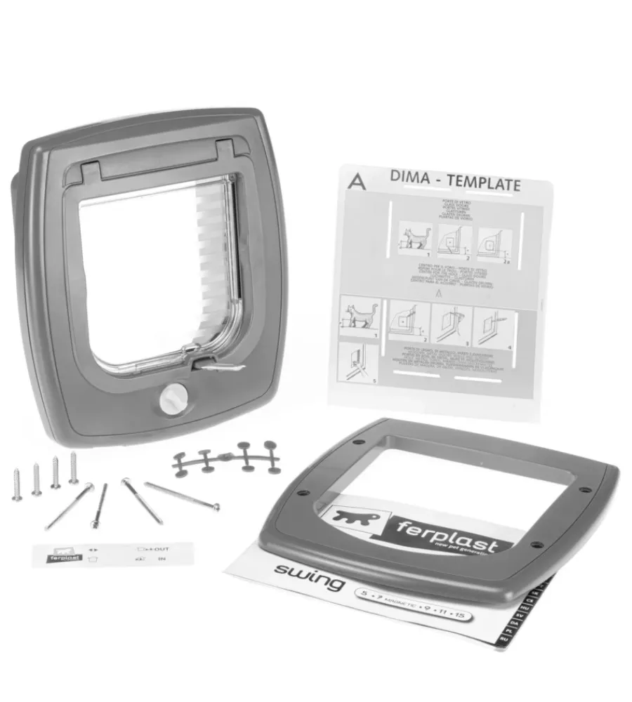 Ferplast Cucce E Accessori Relativi|Portina per gatti e piccoli cani "swing 5" con chiusura 4 vie e protezione aria in plastica bianco 22,5x9,6x25,2 cm