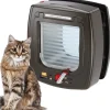 Hot Portina per gatti "microchip" con chiusura 4 vie e protezione aria in plastica marrone 22,5x16,2x25,2 cm Cucce E Accessori Relativi
