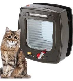 Hot Portina per gatti "microchip" con chiusura 4 vie e protezione aria in plastica marrone 22,5x16,2x25,2 cm Cucce E Accessori Relativi