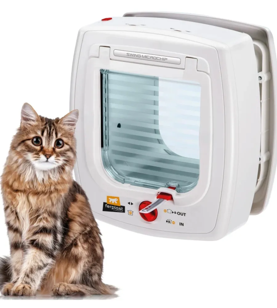 Cucce E Accessori Relativi-Ferplast Portina per gatti "microchip" con chiusura 4 vie e protezione aria in plastica bianco 22,5x16,2x25,2 cm
