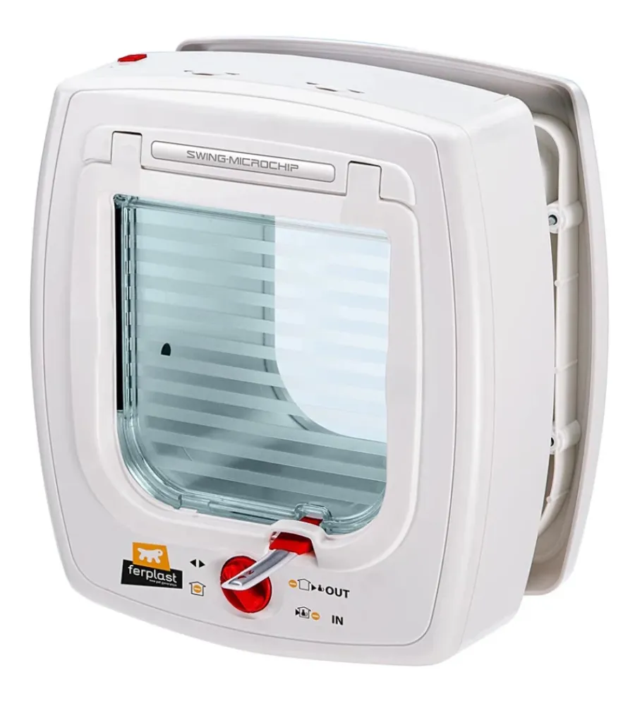Cucce E Accessori Relativi-Ferplast Portina per gatti "microchip" con chiusura 4 vie e protezione aria in plastica bianco 22,5x16,2x25,2 cm