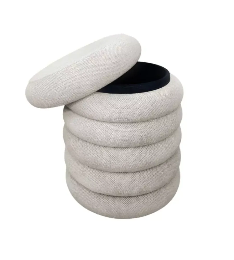 BellaHome Poltrone E Pouf|Pouf contenitore avorio 38x38x45 cm