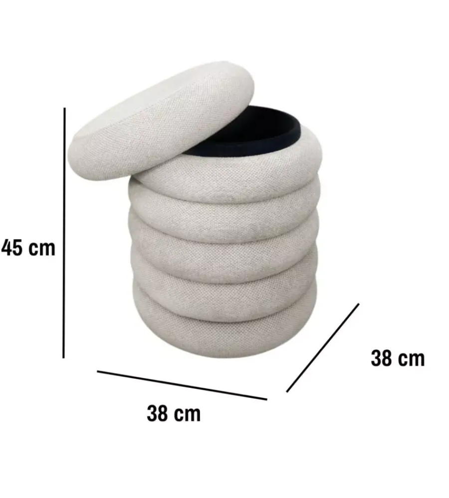 BellaHome Poltrone E Pouf|Pouf contenitore avorio 38x38x45 cm