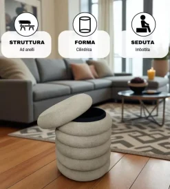 Online Pouf contenitore beige 38x38x45 cm Poltrone E Pouf