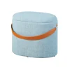 Poltrone E Pouf|Pouf grigio con contenitore e maniglia in ecopelle, 42x30x36cm