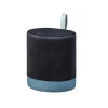 Poltrone E Pouf|Pouf nero e azzurro con maniglia in ecopelle, 38x32,5x43 cm