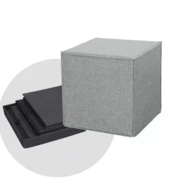 Outlet Pouf pieghevole "dado" in tessuto rimovibile grigio, 41x41x41 cm Poltrone E Pouf