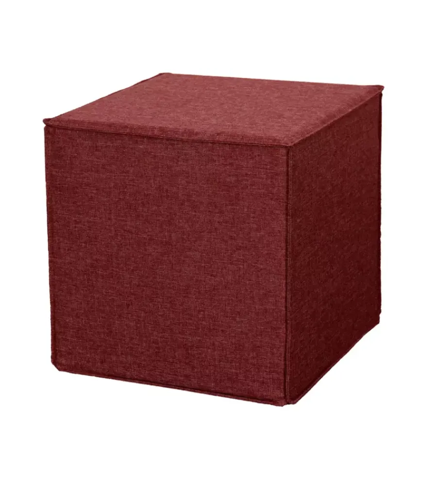 Online Pouf pieghevole "dado" in tessuto rimovibile bordeaux, 41x41x41 cm Poltrone E Pouf