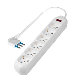 Poly Pool Multiprese Ed Adattatori|Presa multipla pluristandard con 6 prese colore bianco