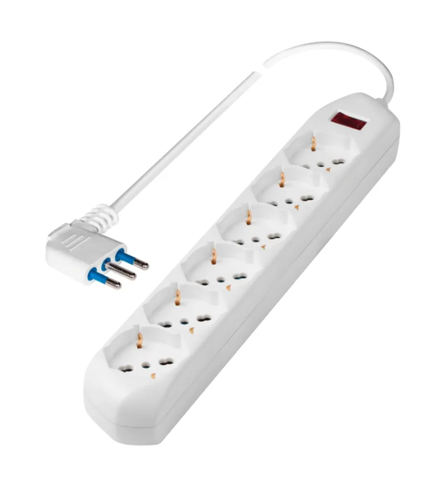 Poly Pool Multiprese Ed Adattatori|Presa multipla pluristandard con 6 prese colore bianco