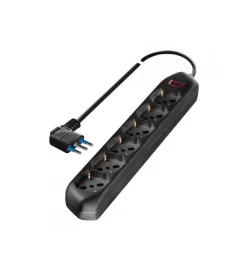 Poly Pool Multiprese Ed Adattatori|Presa multipla pluristandard con 6 prese colore nero
