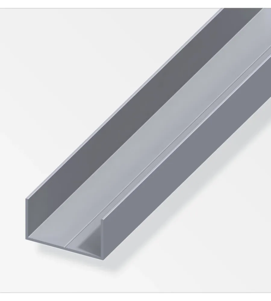 Ferramenta Per Mobili E Infissi-Alfer aluminium Profilo a u 23.5x43.5 alluminio naturale - 1 metro.