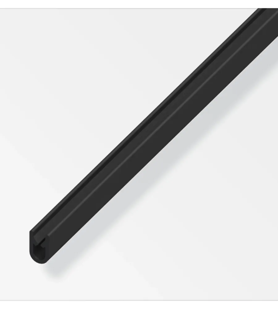 Ferramenta Per Mobili E Infissi-Alfer aluminium Profilo protezione bordo 9,5x6,5 pvc nero - 2,5 metri.