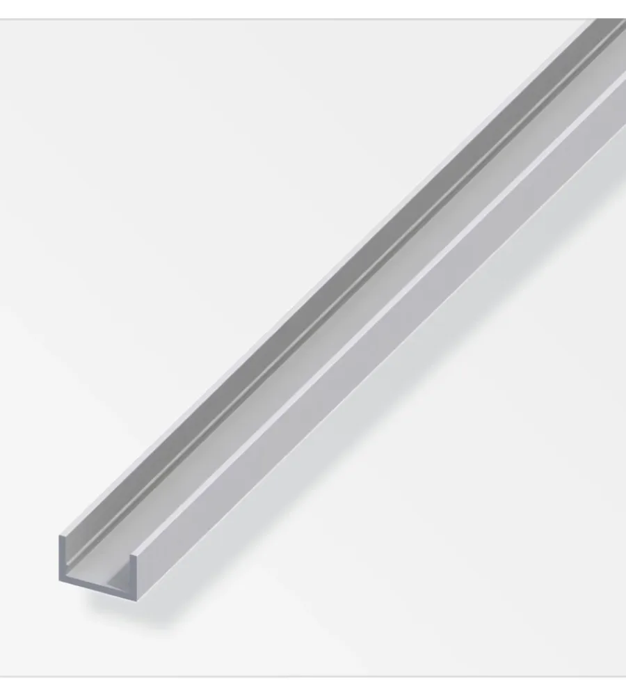 Ferramenta Per Mobili E Infissi-Alfer aluminium Profilo u 10x13.5 alluminio arg - 2 metri.