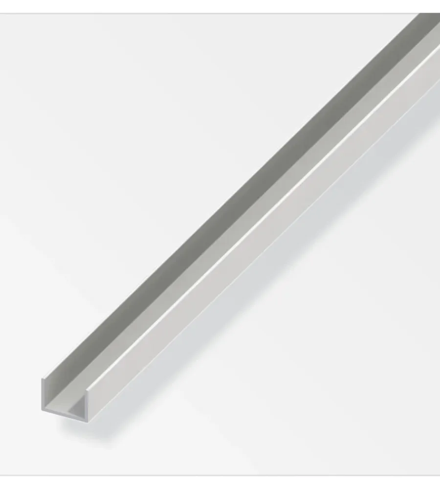 Ferramenta Per Mobili E Infissi-Alfer aluminium Profilo u10x21x10 pvc bianco - 1 metro.
