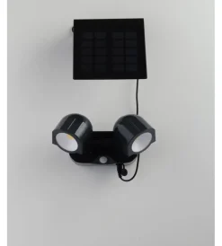 Illuminazione Per Esterno- Proiettore led "shiva" antracite con pannello solare, 2x 1,5w