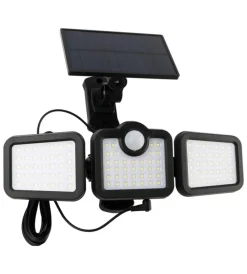 Illuminazione Per Esterno- Proiettore orientabile a led solare - con 3 pannelli - 108 led