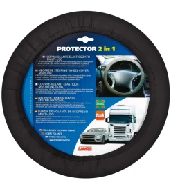 Auto Interno- Protector 2 in 1, coprivolante elasticizzato in poliestere - nero  33146