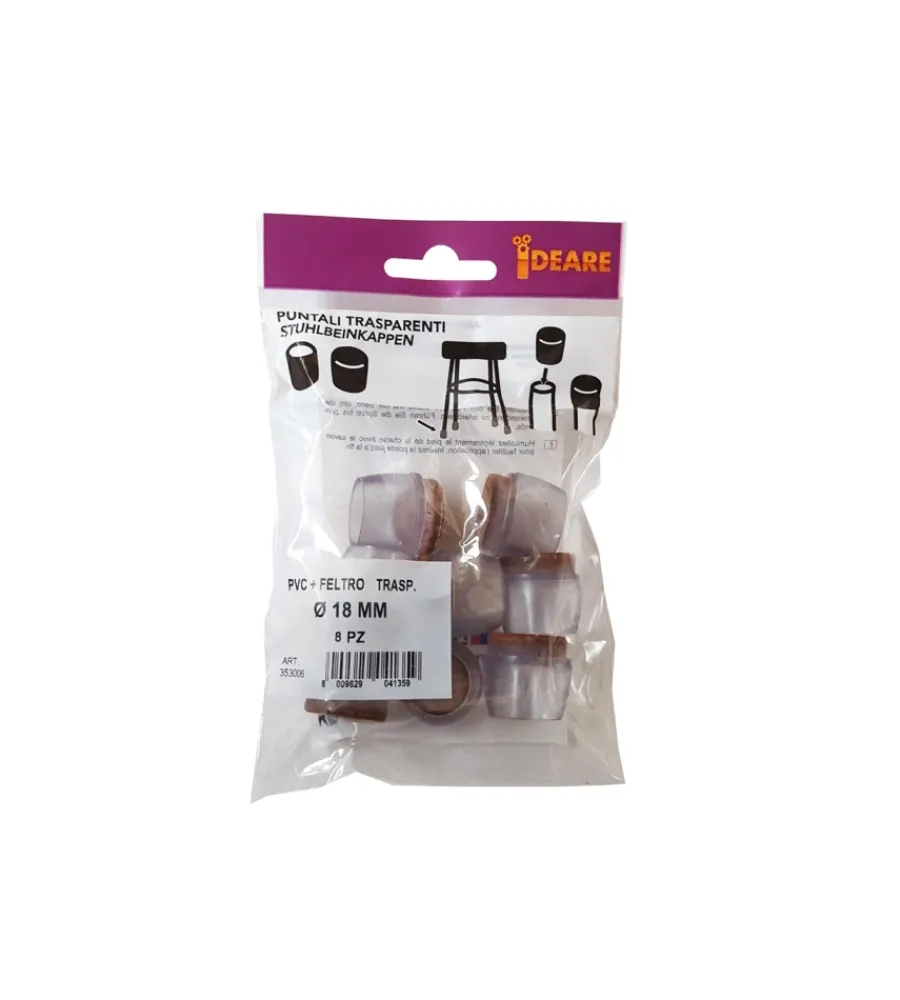 Accessori- Puntali tondi pvc trasparente con feltro ø 18 mm. - 8 pz.