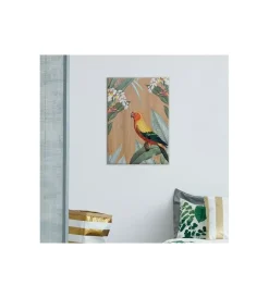 Decorazione Pareti|Quadro in legno "multicolors parrot", 47x67 cm