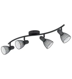 Illuminazione Per Interno-Eglo Quattro faretti "carovigno" nero, 4x40w