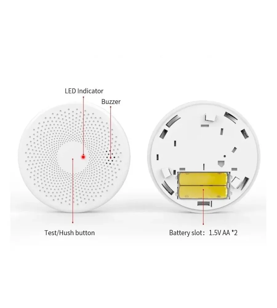 Outlet Rilevatore di monossido di carbonio e fumo "smart tuya" con controllo wi-fi Allarmi