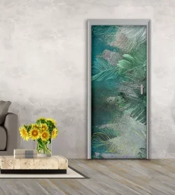 Decorazione Pareti|Rivestimento per porta in vinile fantasia "deep green", 210x83 cm