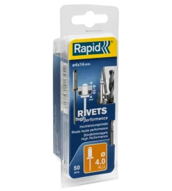 Rivettatrici E Rivetti- Rivetti diametro 4x12mm. alu + punta da trapano blister da 50