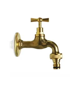 Discount Rubinetto per fontana da giardino in ottone giallo lucido con rosone r1 da 1/2" - Rubinetti Vari