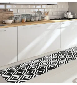 Tessile D'Arredo|Runner in vinile black & white, 50x240 cm
