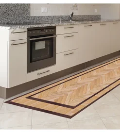 Tessile D'Arredo|Runner in vinile old style parquet, 50x180 cm