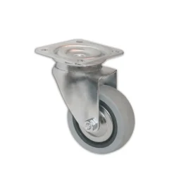 Ferramenta Per Mobili E Infissi- Ruota piroettante in gomma ø 60 mm. con piastra