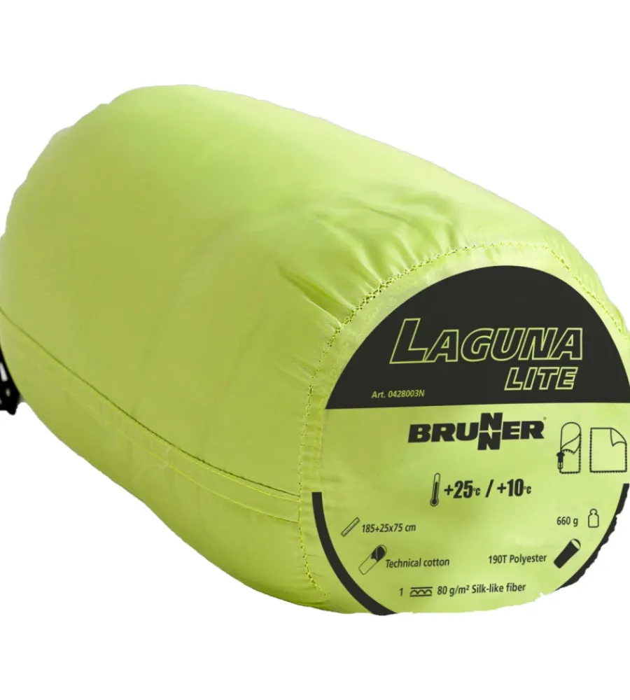 Brunner Campeggio|Sacco a pelo ultralight con cappuccio "laguna lite" in poliestere e cotone verde 210x75 cm