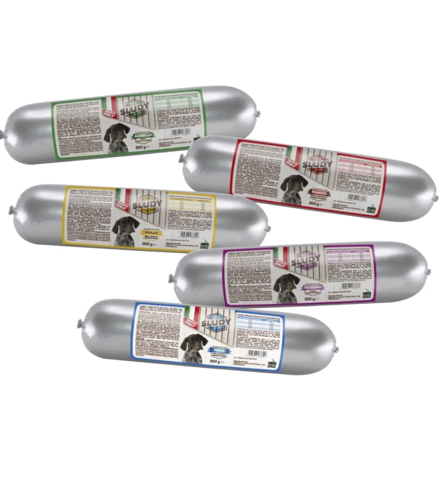Alimenti Umido Cane- Salamotto per cani sludy con pollo, riso e carote 800 gr