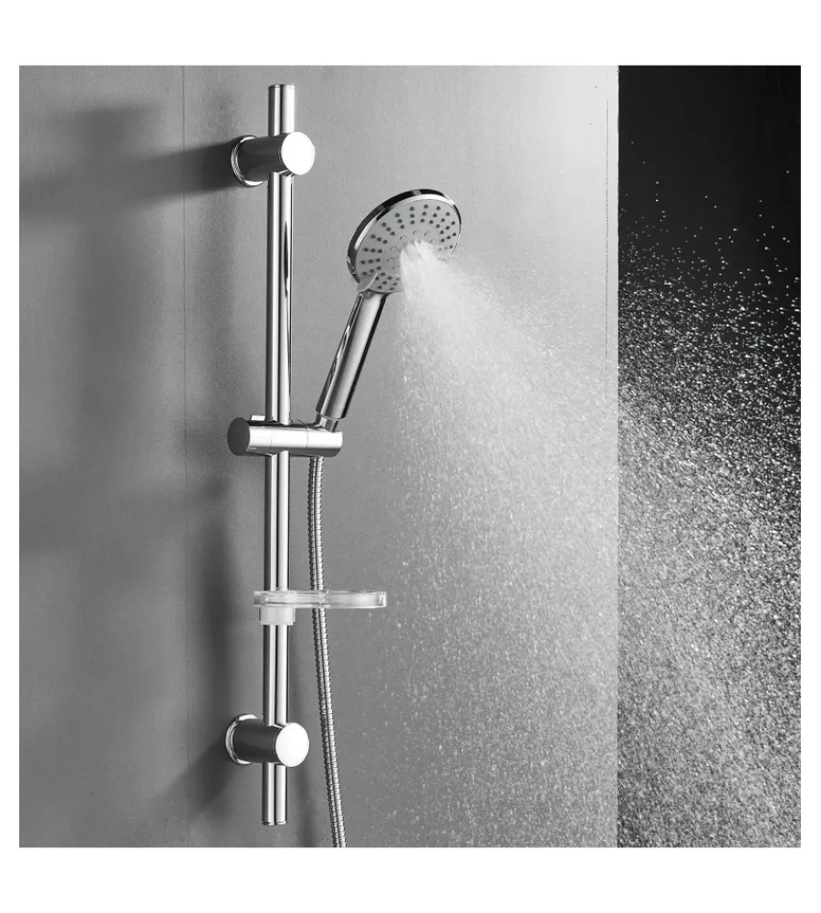 Idro-Bric Docce E Accessori|Saliscendi doccia idro bric "leonida" cromato con porta sapone, asta diametro 25 cm