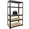 Officina E Garage-Grima Scaffale 5 ripiani in metallo e legno nero portata 175 kg 90x40x180 cm
