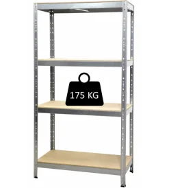 Hot Scaffale 4 ripiani in metallo e legno "joker" portata 175 kg 90x40x174 cm Officina E Garage