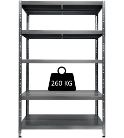 Grima Officina E Garage|Scaffale 5 ripiani in metallo "maciste" grigio portata 260 kg 120x50x195 cm